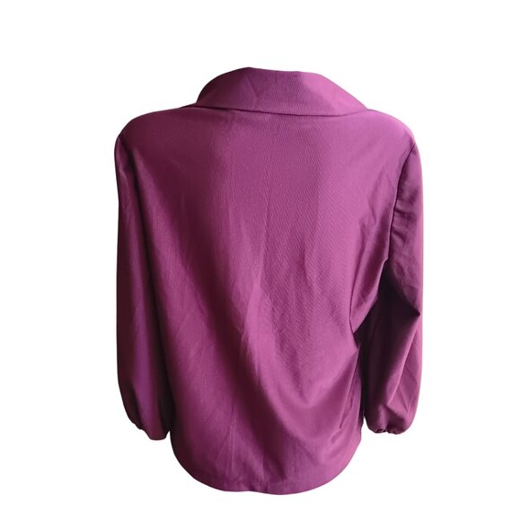 Vintage 1970s Handmade Red Top Womens Medium Big Collar Stretch Polyester USA - Picture 5 of 5